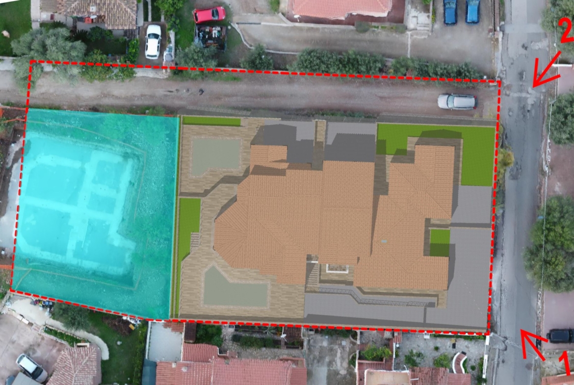 Aerial view of the plot and project overlay